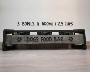 Double Raised Dog Bowl Food Stand 2x750ml (3cups) and 1x1600ml (7cups)