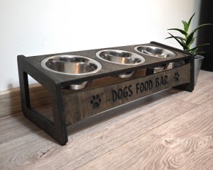Raised Dog Bowl Food Stand 2x750ml (3cups) and 1x1600ml (7cups)